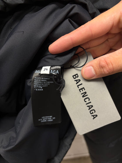 2018 Balenciaga Black Ripstop Cropped Fit Down Filled Puffer Jacket