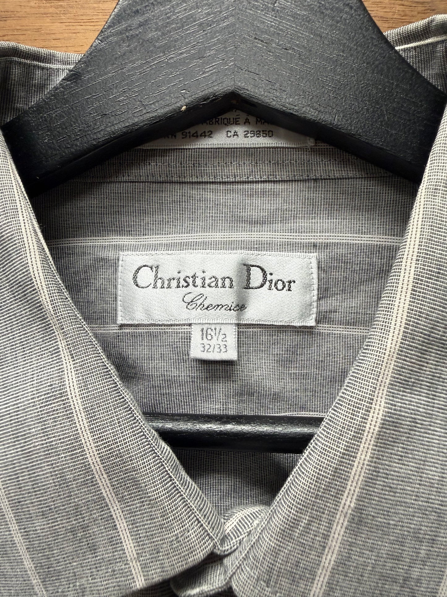 Vintage Dior Striped Grey Cotton Button Up Shirt