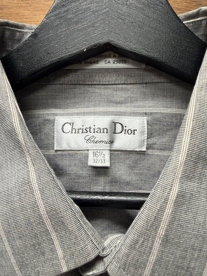 Vintage Dior Striped Grey Cotton Button Up Shirt