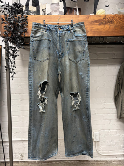 SS2023 Balenciaga ‘Mudshow’ Reverse Pocket Destroyed Wide Leg Denim