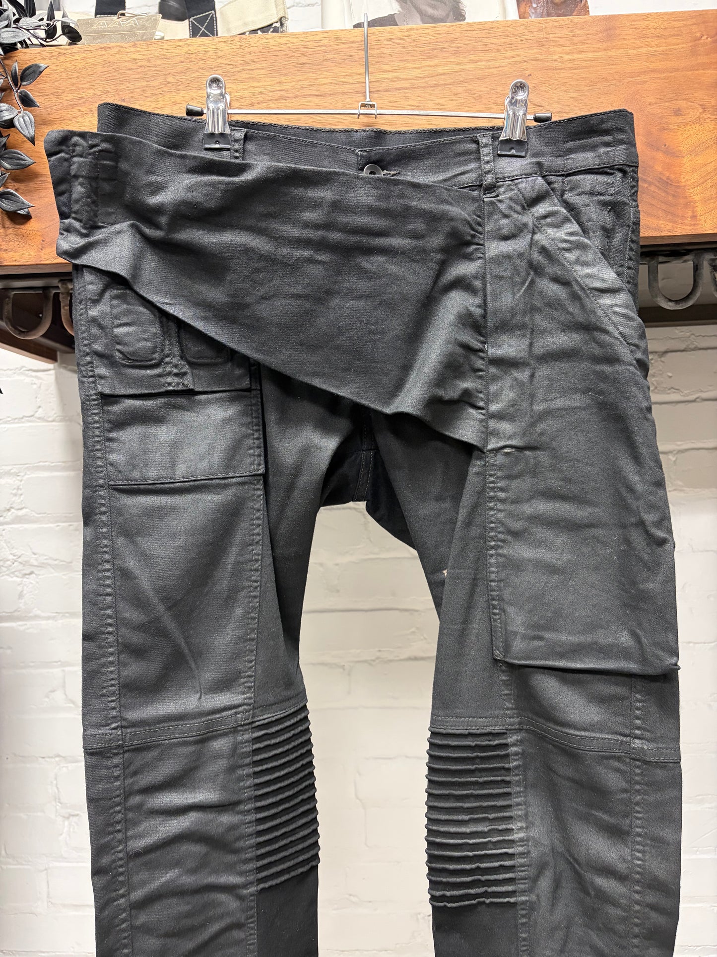 SS2014 Rick Owens ‘Memphis’ Waxed Black Skinny Jeans