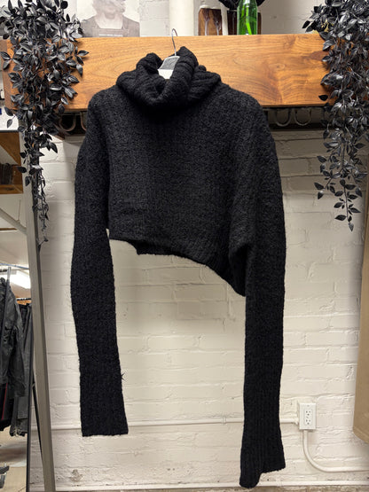Ann Demeulemeester Alpaca Wool/Mohair Black Asymmetric Knit Turtleneck Sweater