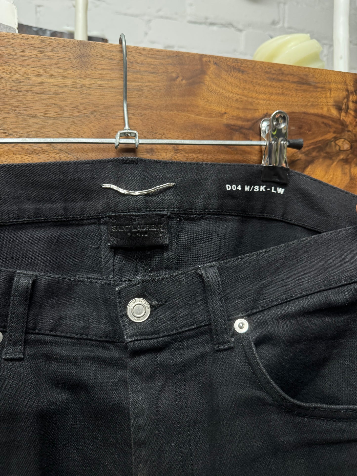 AW2013 Saint Laurent by Hedi Slimane ‘D04’ Leather Biker Knee Denim