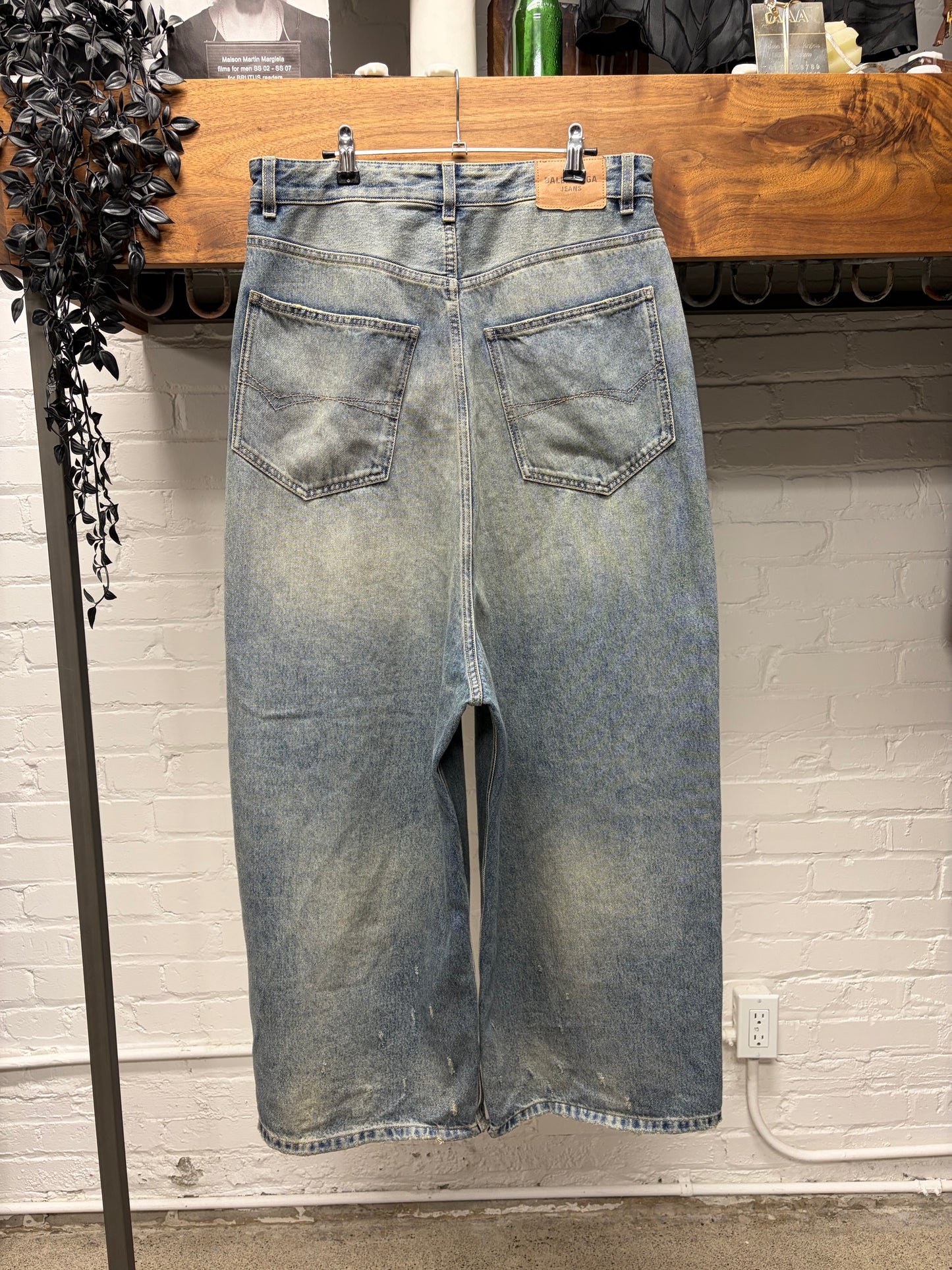 2024 Balenciaga Dirt Washed Blue ‘Skater Cut’ Wide Leg Denim