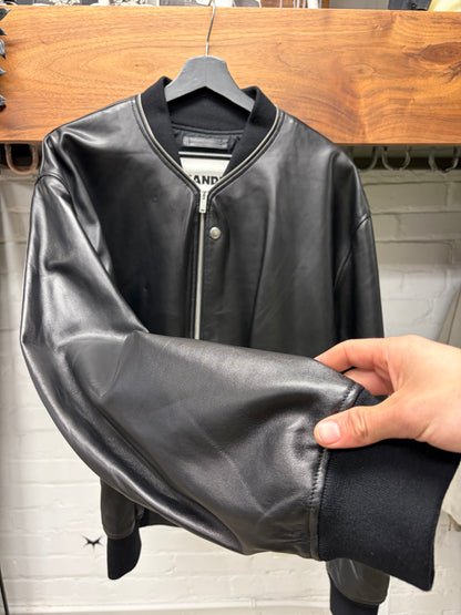 Jil Sander Exposed Zipper ‘Baseball’ Lambskin Leather Jacket
