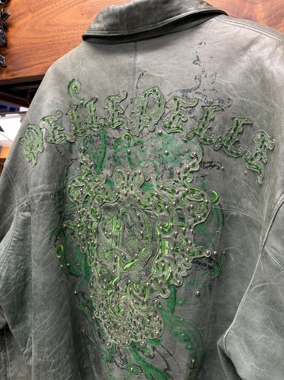 Vintage Pelle Pelle ‘Moss Green’ Studded Leather Jacket