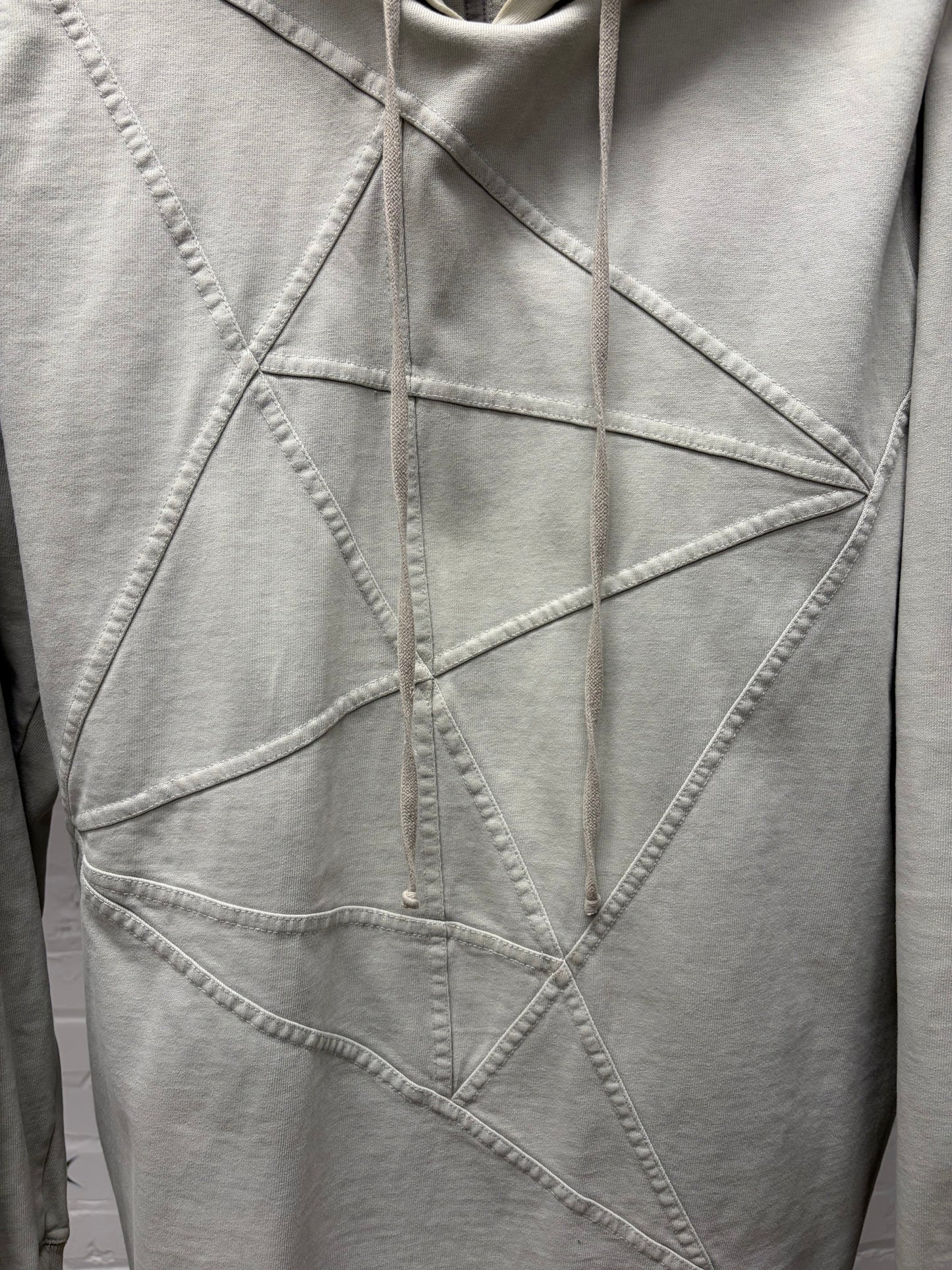 SS2019 Rick Owens ‘Babel’ Geometric ‘Oyster’ Drawstring Hoodie