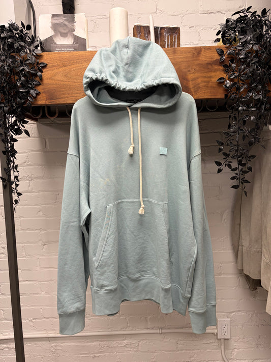 Acne Studios Ice Blue French Terry Cotton ‘Face Logo’ Hoodie