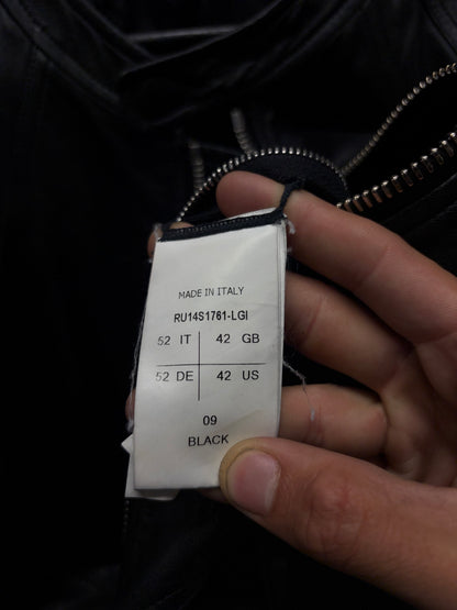 AW2014 Rick Owens ‘Moody’ Lambskin Leather Black Intarsia Bomber Jacket