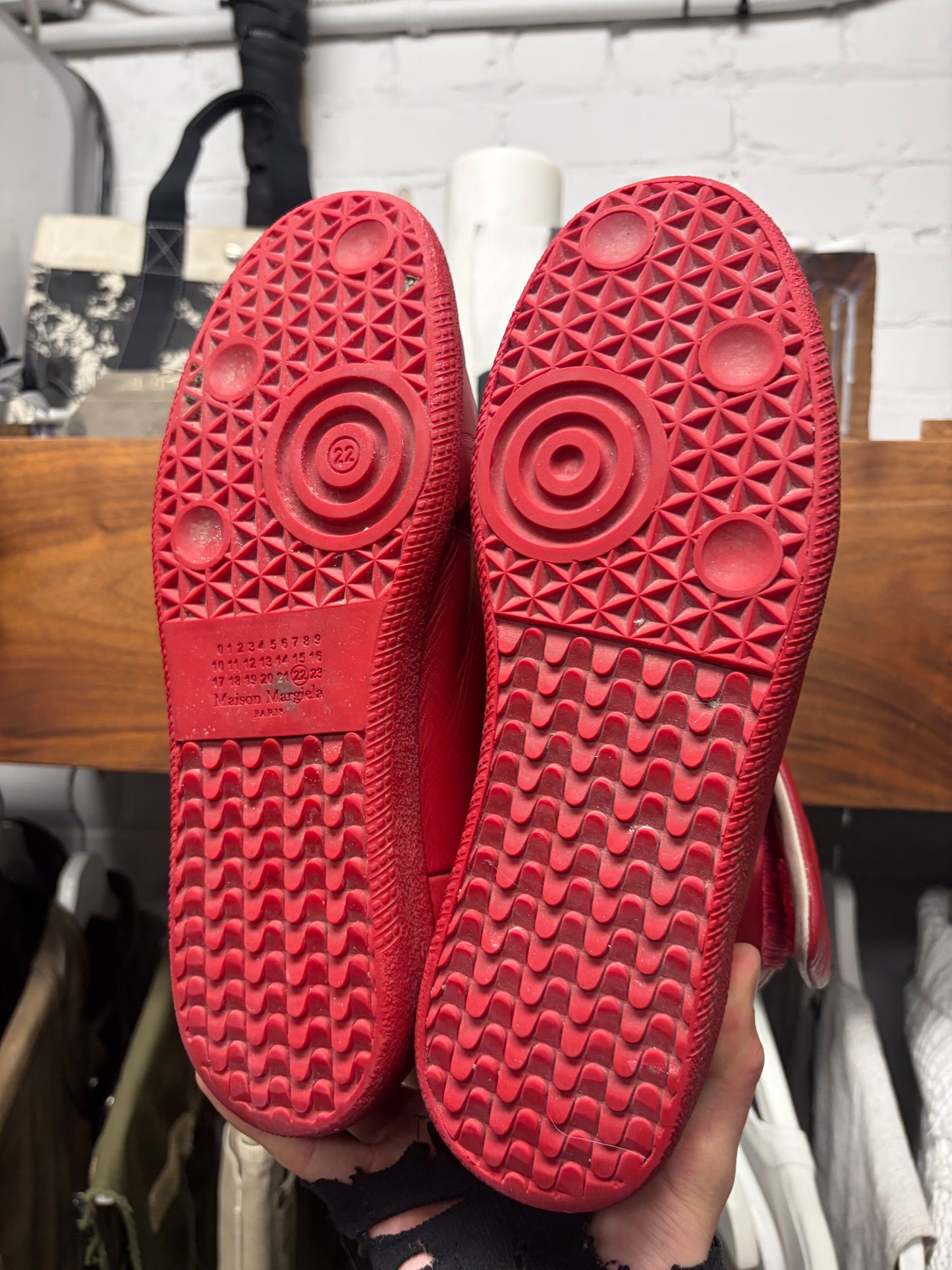Maison Margiela ‘Future’ Red Leather High Top Sneakers
