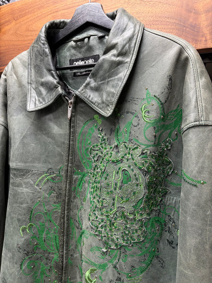 Vintage Pelle Pelle ‘Moss Green’ Studded Leather Jacket