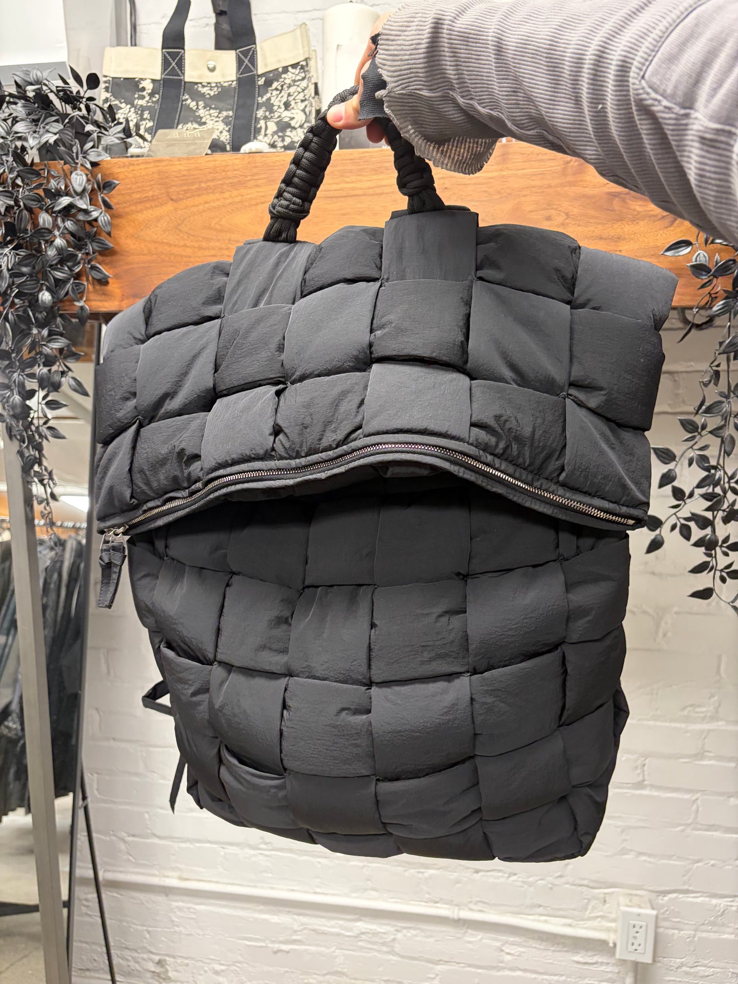 Bottega Veneta Black Padded ‘Cassette’ Jumbo Intrecciato Puffer Backpack
