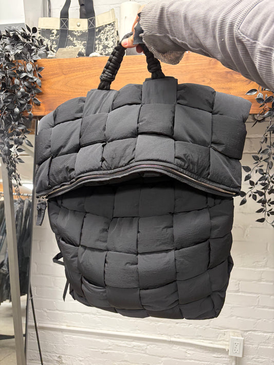 Bottega Veneta Black Padded ‘Cassette’ Jumbo Intrecciato Puffer Backpack