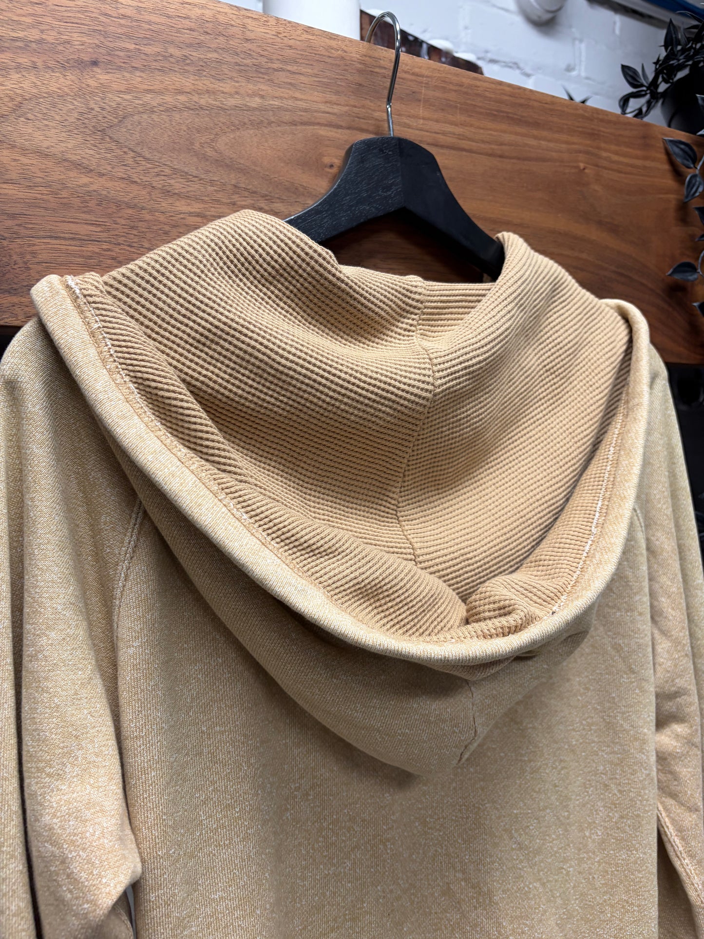 Number (N)ine Tan Brown Zip-Up Waffle Lined Cargo Hoodie