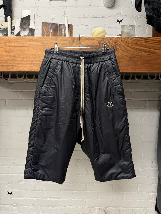 AW2020 Rick Owens x Moncler Black Down Fill ‘Pod’ Drop Crotch Shorts
