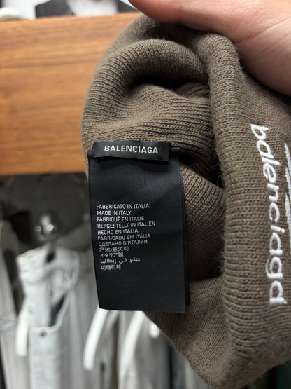 Balenciaga ‘3B’ Sports Icon Logo Brown Ribbed Beanie