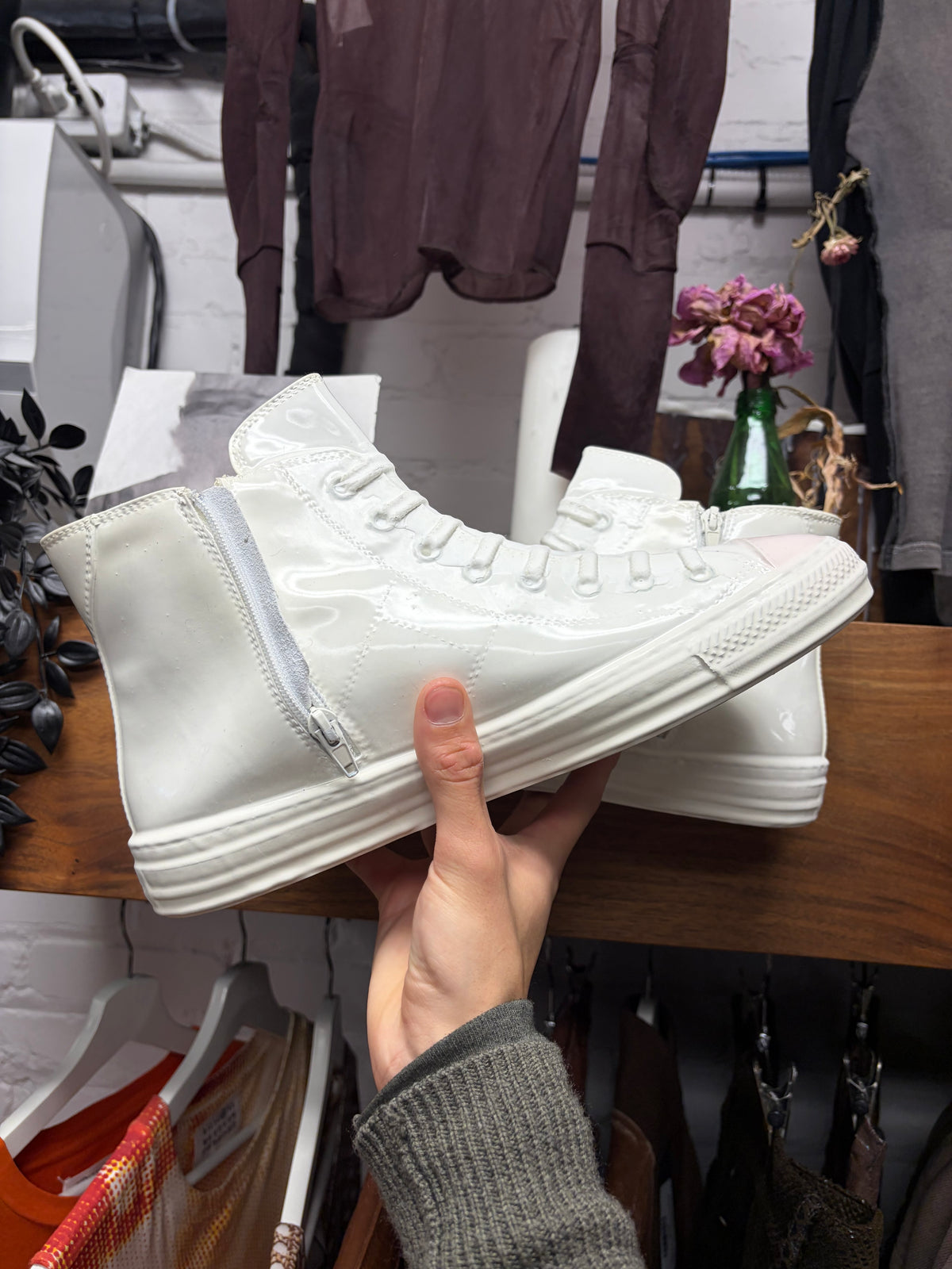 Maison Margiela ‘Stereotype’ White Rubberized ‘Chuck 70’ High Top Sneaker
