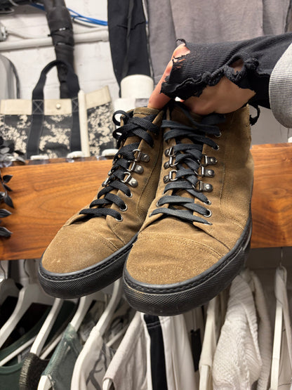 Balenciaga ‘Arena’ Brown/Black Quilted Suede High Top Sneakers