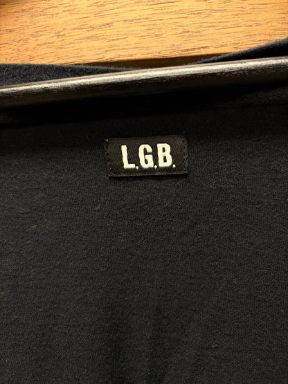 L.G.B. ‘Twisted Collar’ Black Cotton Scoop Neck Short Sleeve Shirt