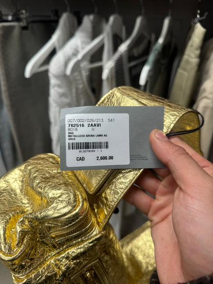 2024 Balenciaga ‘Metalized’ Gold Lamb Leather ‘Superbusy’ Cargo Bag