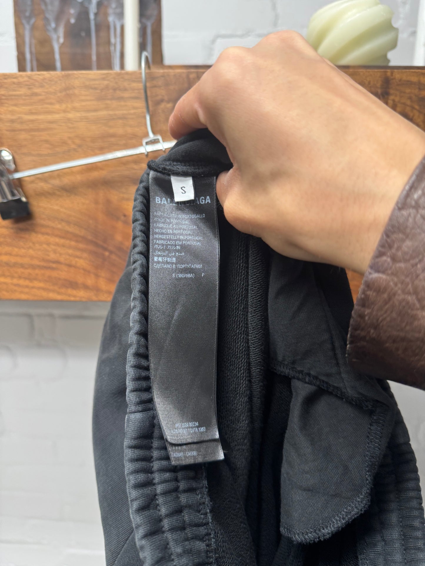 2024 Balenciaga ‘Activewear’ 3M Logo Wide Leg Black Sweatpants