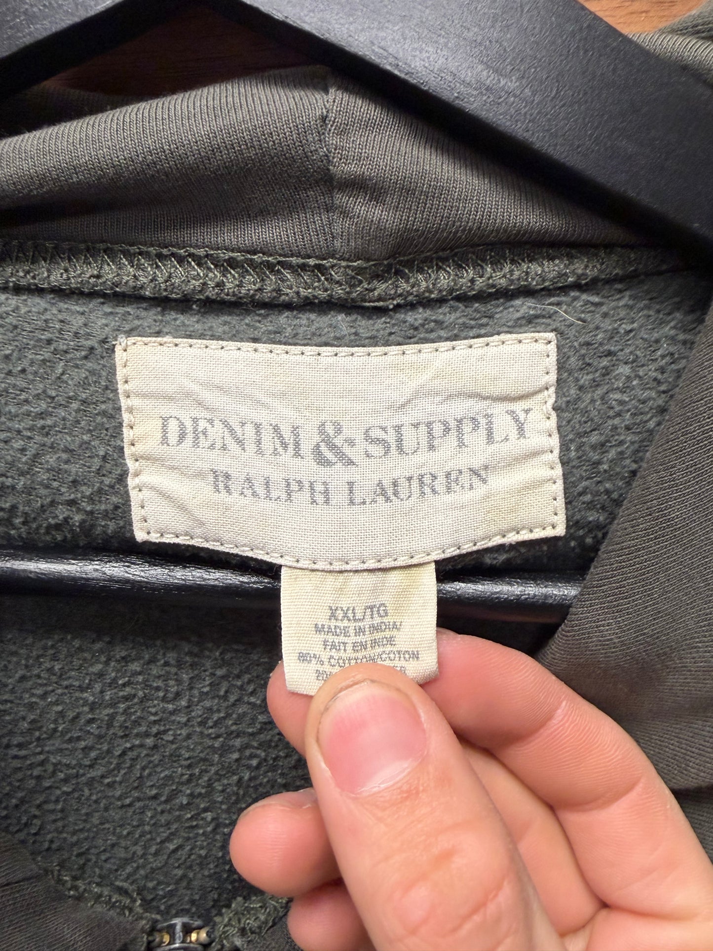 Denim & Supply Ralph Lauren ‘Union Jack’ Distressed/Faded Zip-Up Hoodie