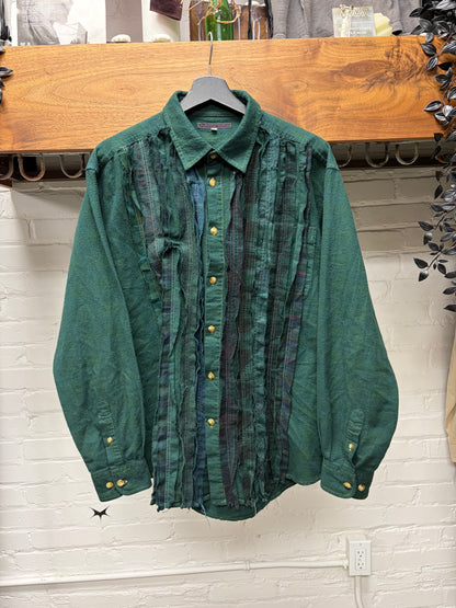 Needles Reconstructed ‘Rebuild’ Patchwork Green Flannel