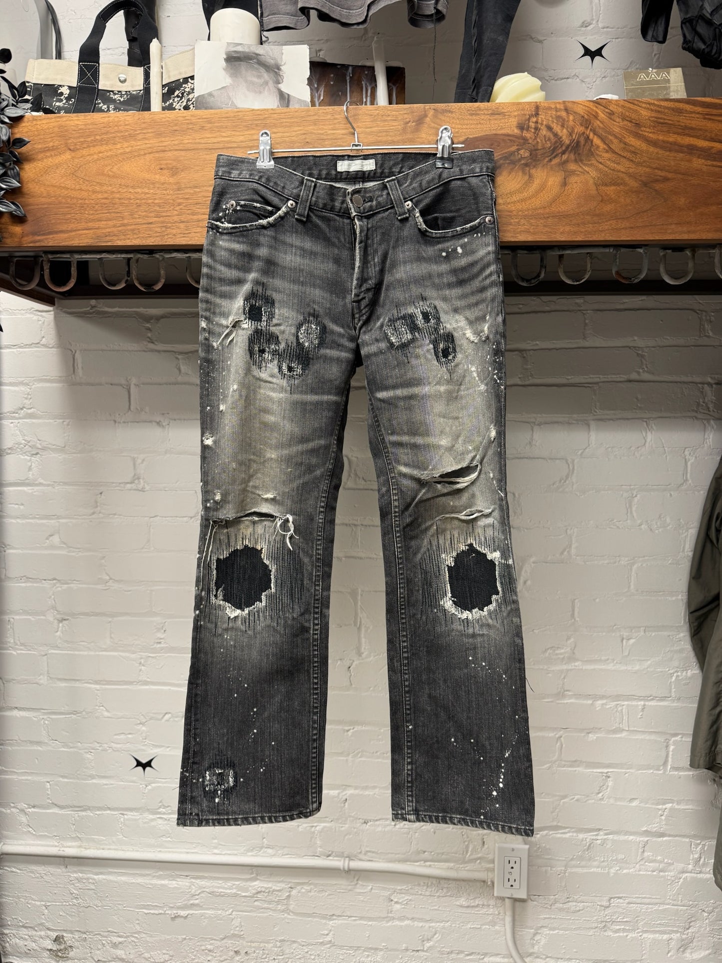 AW2001 Number (N)ine ‘Standards’ Washed Black Distressed Denim