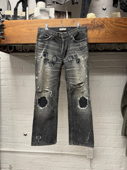 AW2001 Number (N)ine ‘Standards’ Washed Black Distressed Denim