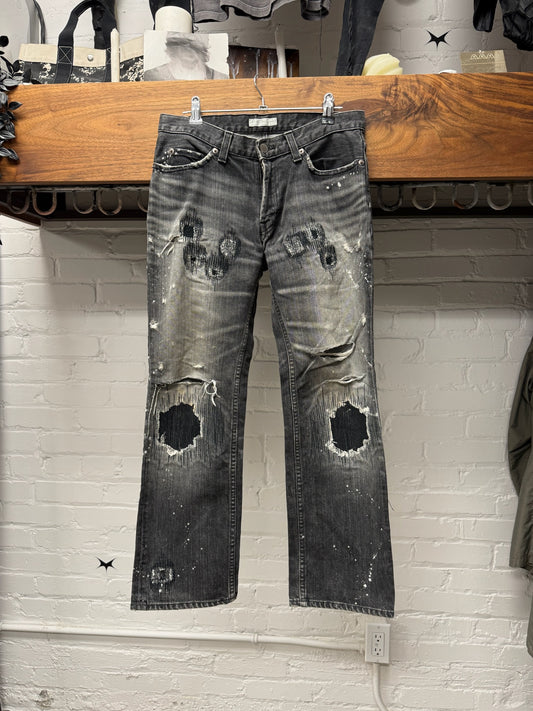 AW2001 Number (N)ine ‘Standards’ Washed Black Distressed Denim