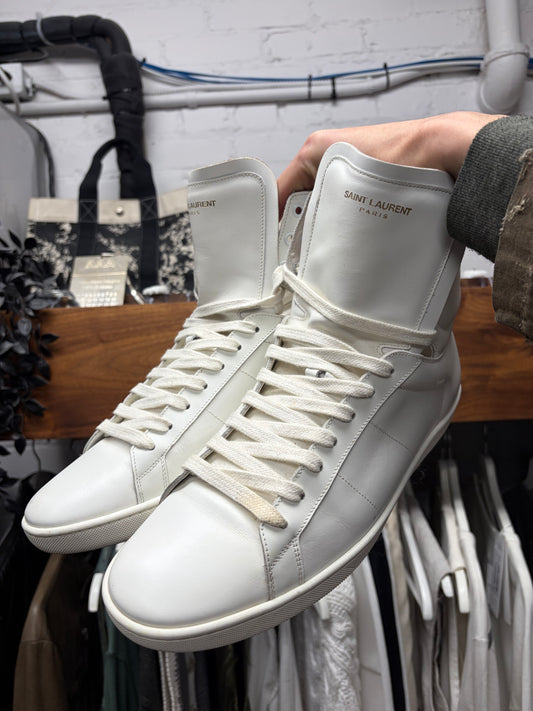 Saint Laurent ‘SL/10H’ White Leather Court High Top Sneakers