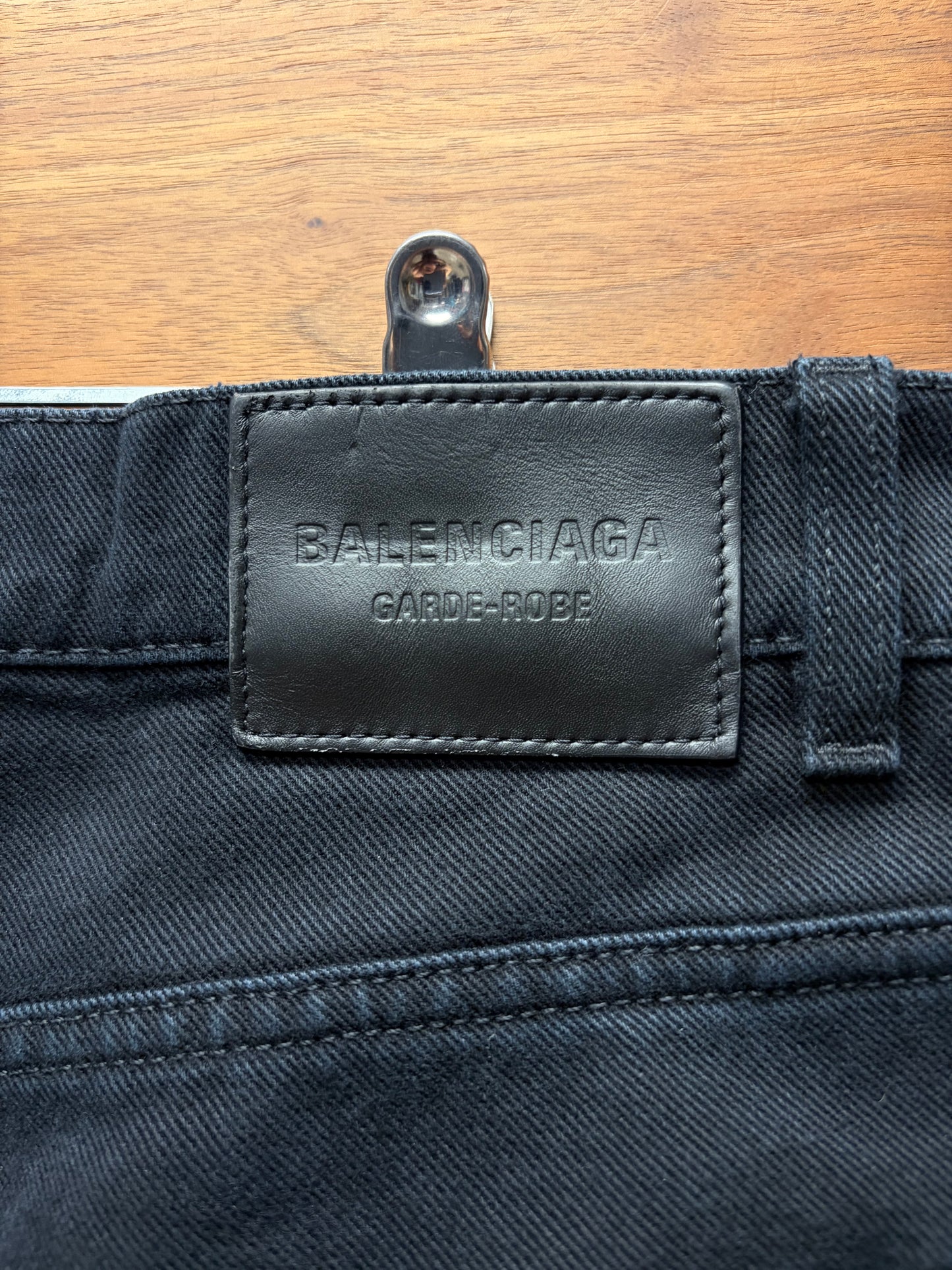 2023 Balenciaga Garde-Robe Black Flared Cut ‘Heel-Bite’ Denim