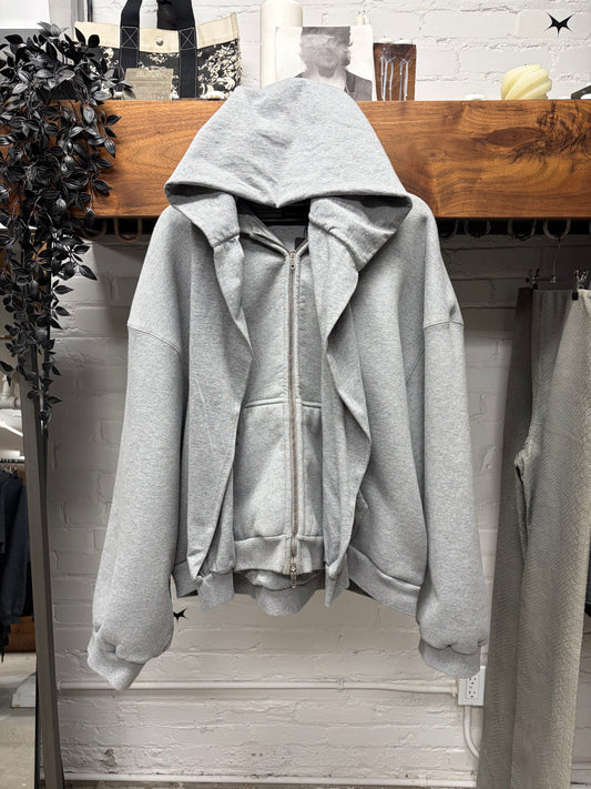 SS2025 Balenciaga ‘Incognito’ 4 Sleeve Grey Zip-Up Hoodie