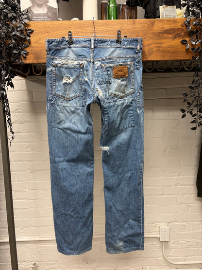 Dolce & Gabbana Patchwork Distressed Blue Bootcut Denim