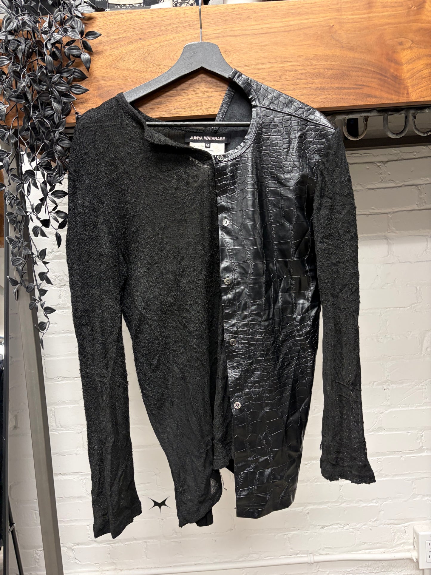 2024 Junya Watanabe Crocodile Embossed Leather Hybrid Cardigan