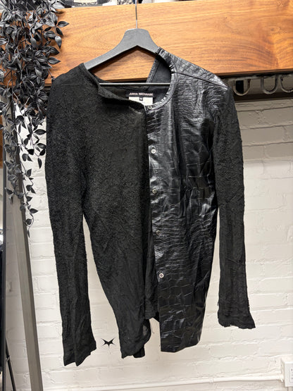 2024 Junya Watanabe Crocodile Embossed Leather Hybrid Cardigan
