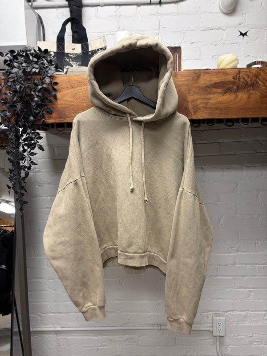 Acne Studios ‘Patch Logo’ Cropped Brown Terry Cotton Hoodie