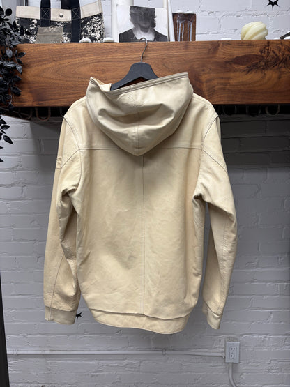 Y-3 by Yohji Yamamoto Buttercream Calfskin Leather Zip-Up Hoodie