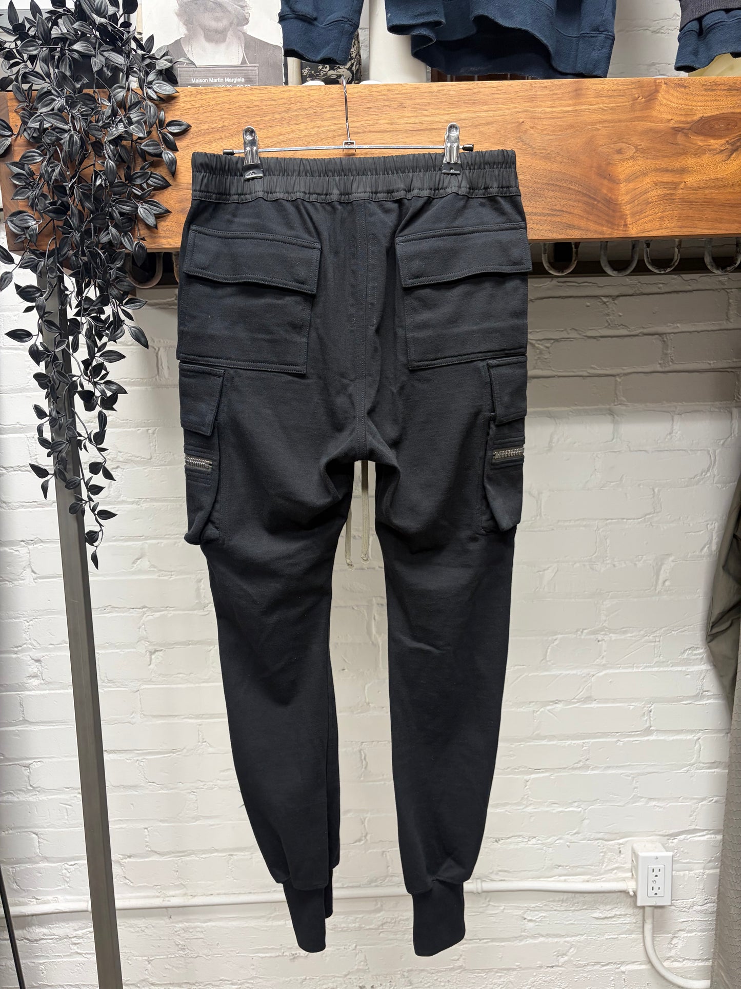 AW2021 Rick Owens ‘Gethsemane’ Black Cotton ‘Mastodon’ Cargo Jogger Sweatpants