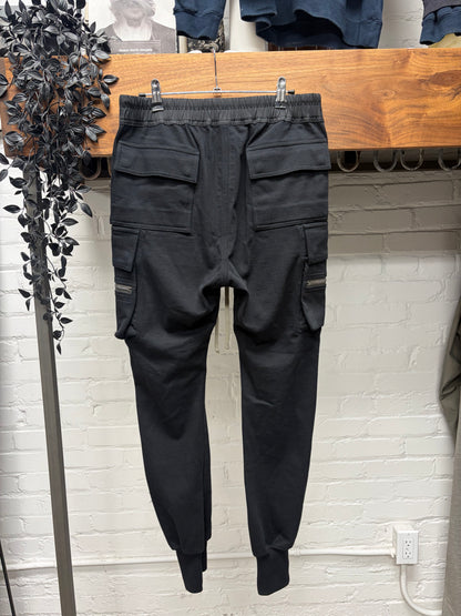 AW2021 Rick Owens ‘Gethsemane’ Black Cotton ‘Mastodon’ Cargo Jogger Sweatpants