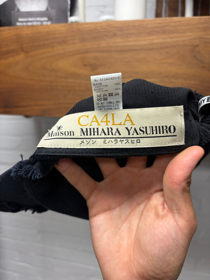 Mihara Yasuhiro Crushed Corduroy/Cotton Distressed Black Baseball Cap