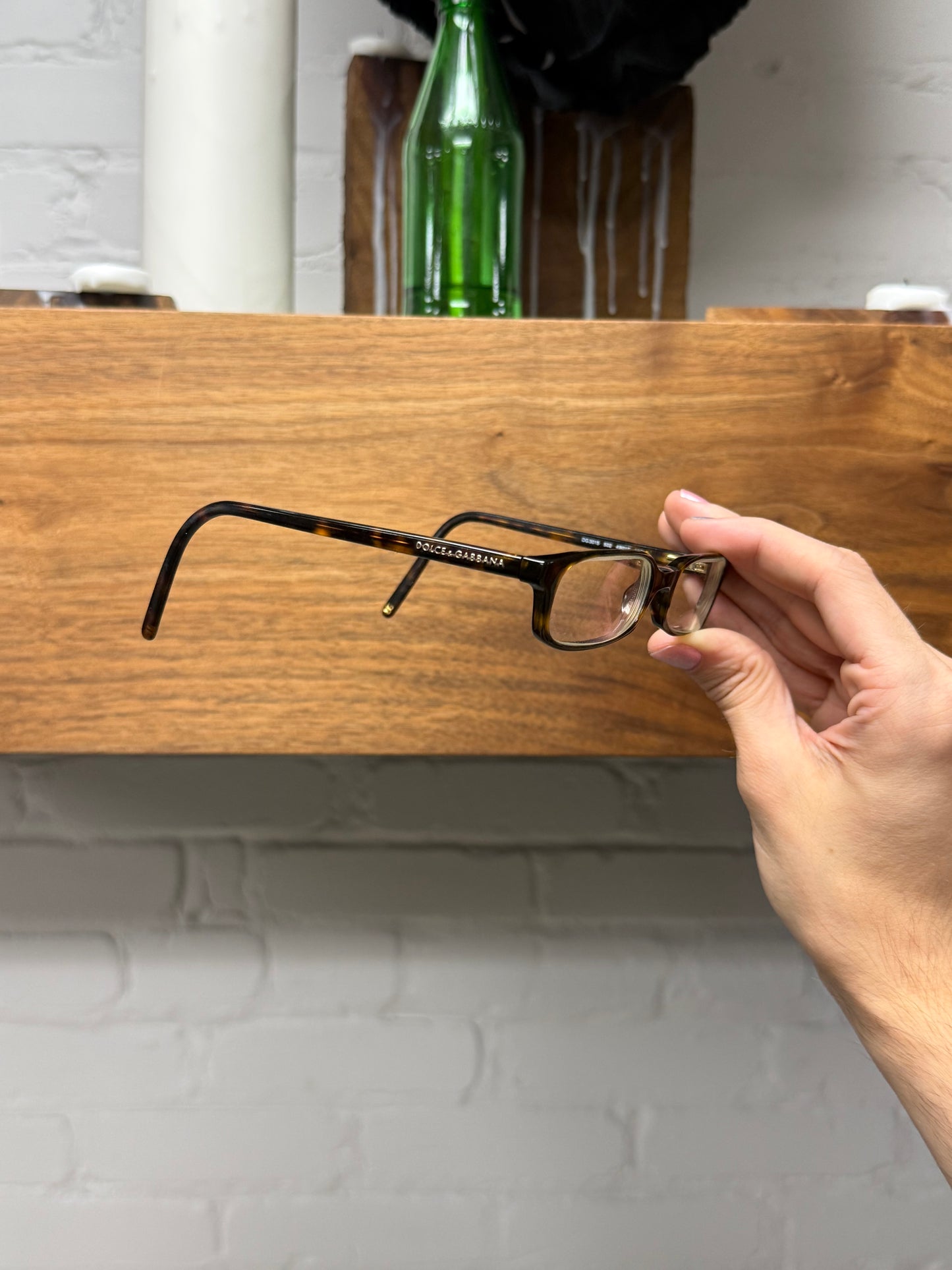 Dolce and Gabbana Rectangular Shape Brown Tortoiseshell Prescription Glasses