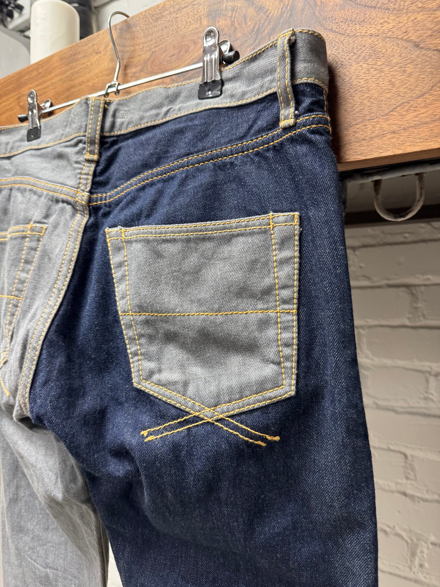 Mihara Yasuhiro Hybrid Grey/Blue Split Bootcut Denim