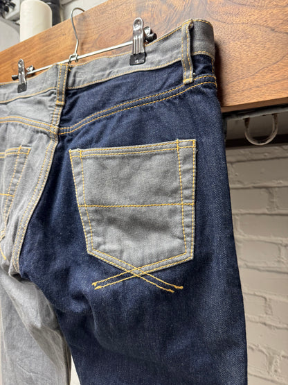 Mihara Yasuhiro Hybrid Grey/Blue Split Bootcut Denim