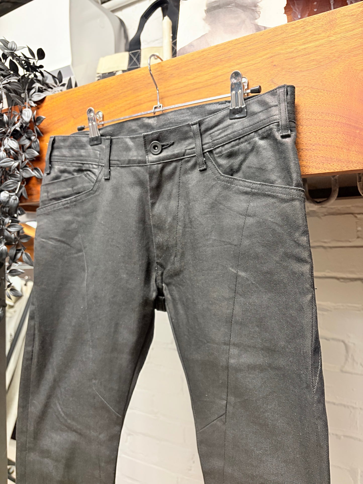 AW2015 Julius 11.5oz Waxed Black Skinny Jeans