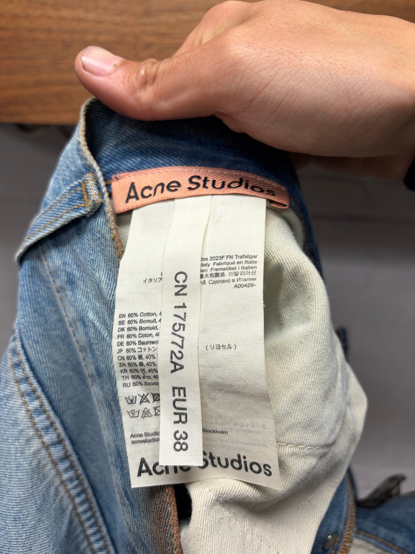 Acne Studios ‘2023F’ Super Baggy Paint Splattered Blue Oversized Denim
