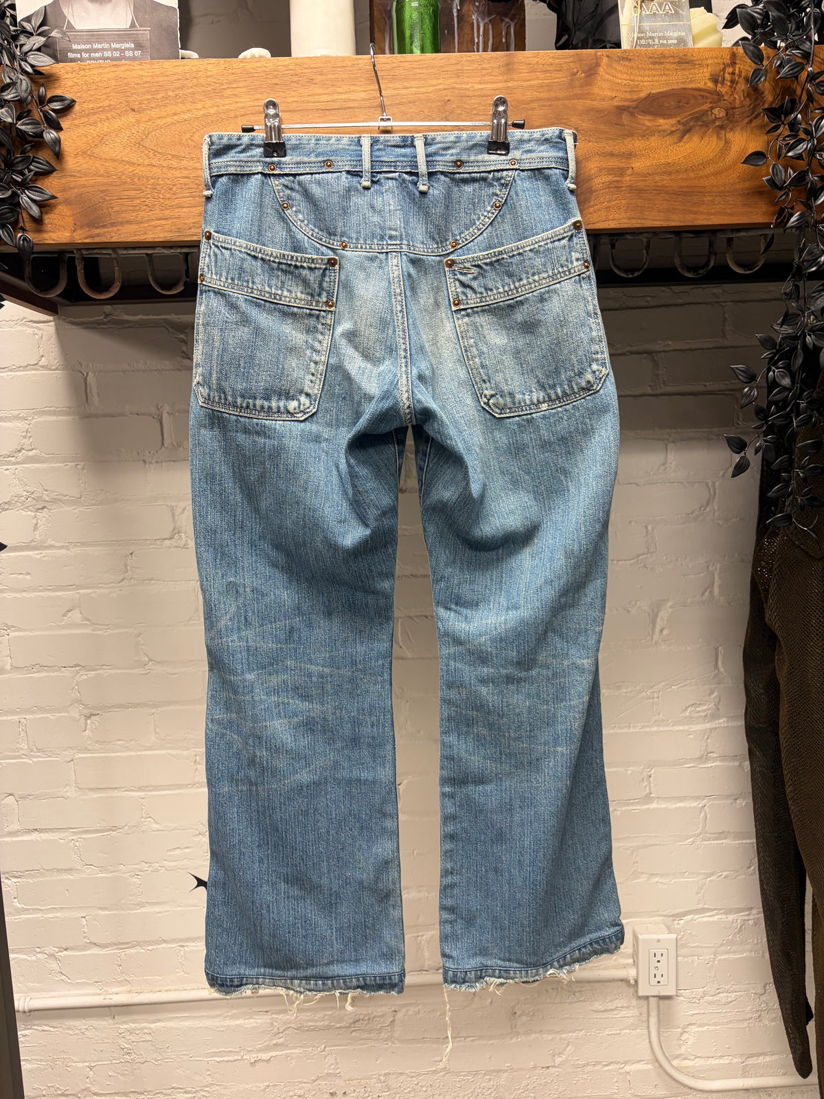 Kapital ‘Studded Rivets’ Deep Pocket Flared Leg Blue Denim