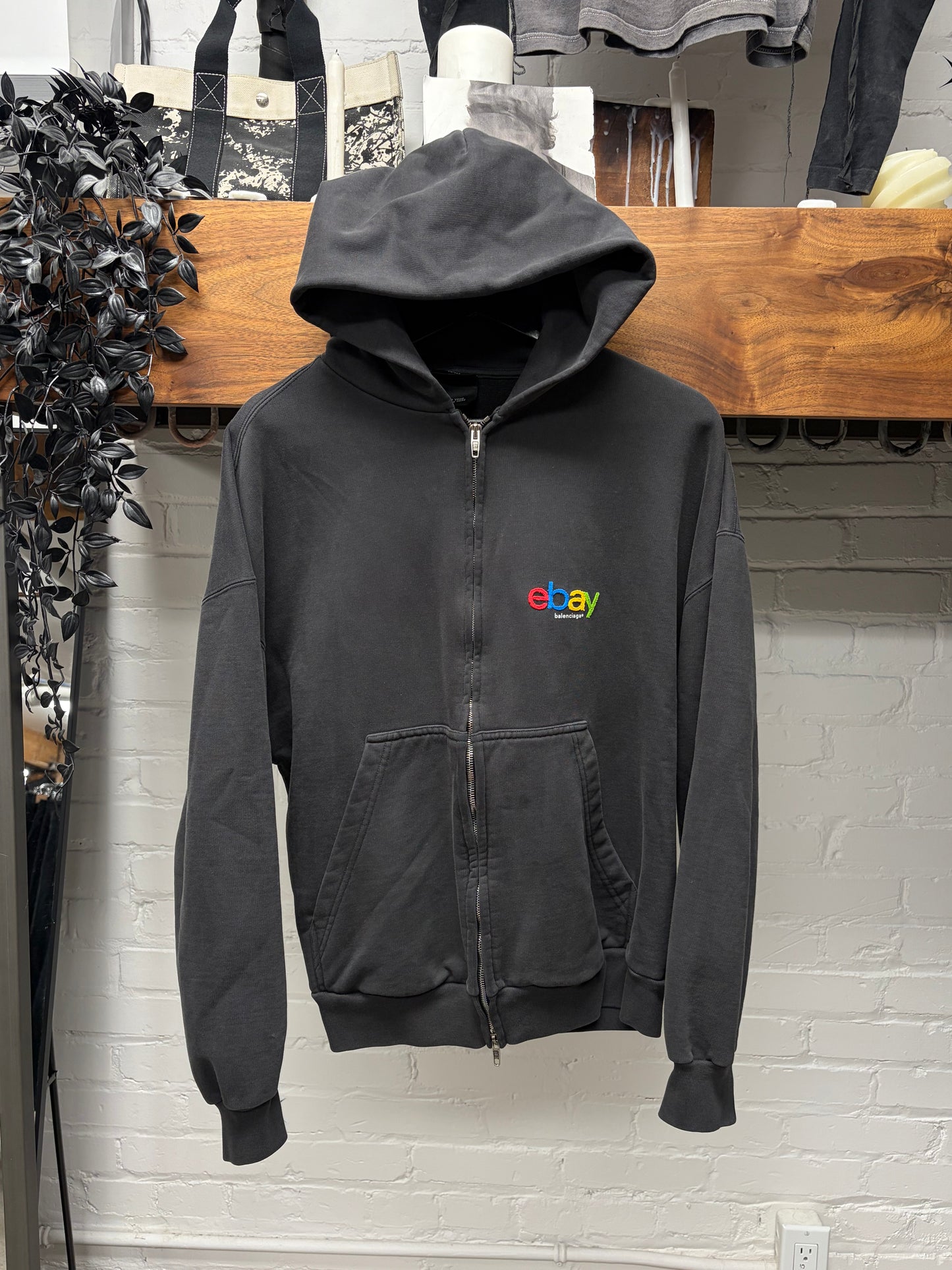 AW2024 Balenciaga x EBay Faded Black Zip-Up Hoodie