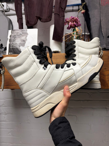 Diet Butcher Slim Skin DBSS ‘Dunk’ White Leather High Top Sneakers