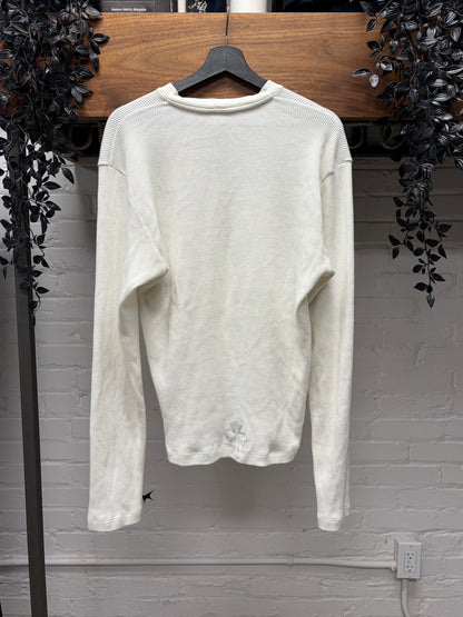 Chrome Hearts Leather Cross Patch White Rhodium Thermal Long Sleeve Henley